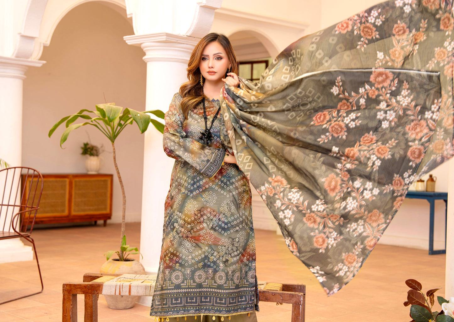 Sage Fusion Lawn Suit – 3 Piece Unstitched