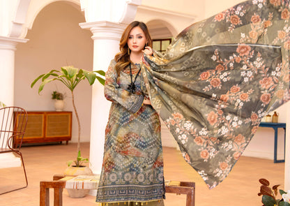 Sage Fusion Lawn Suit – 3 Piece Unstitched