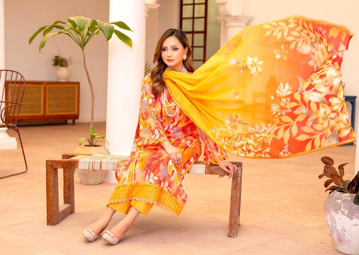 Solar Bloom Lawn Suit – 3 Piece Unstitched