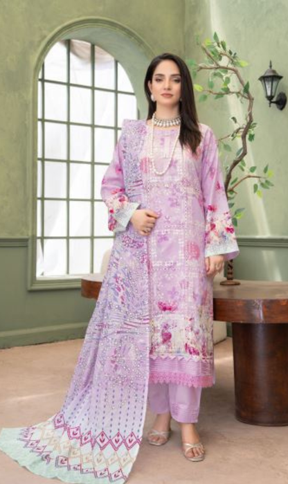 Lilac Noor -  Luxury Digital Print Lawn Shirt with Fancy Embroidery