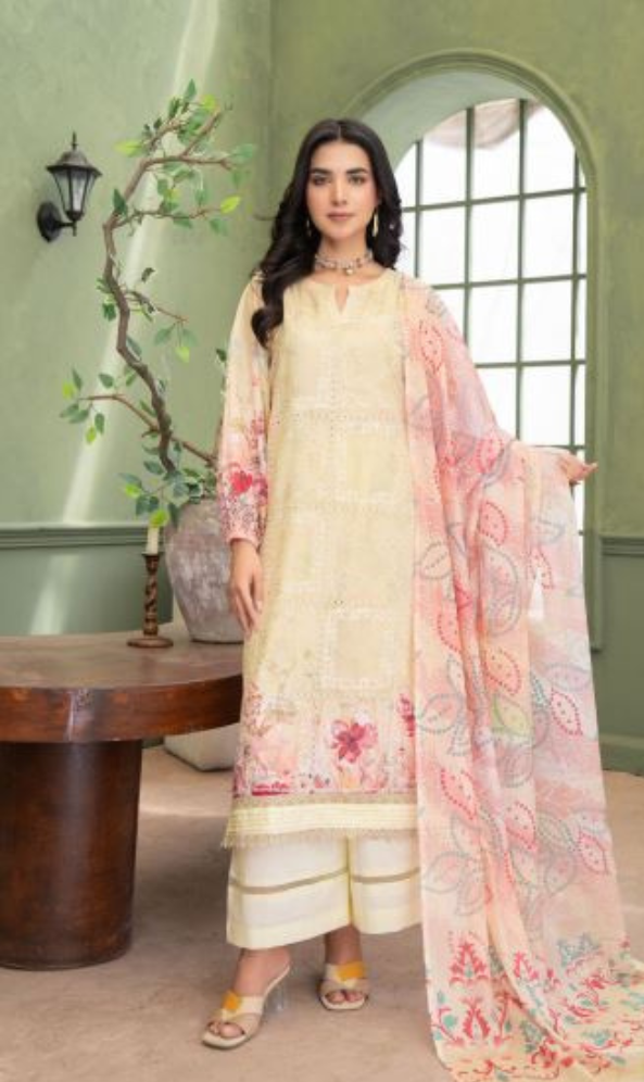 Yellow Solace -  Luxury Digital Print Lawn Shirt with Fancy Embroidery