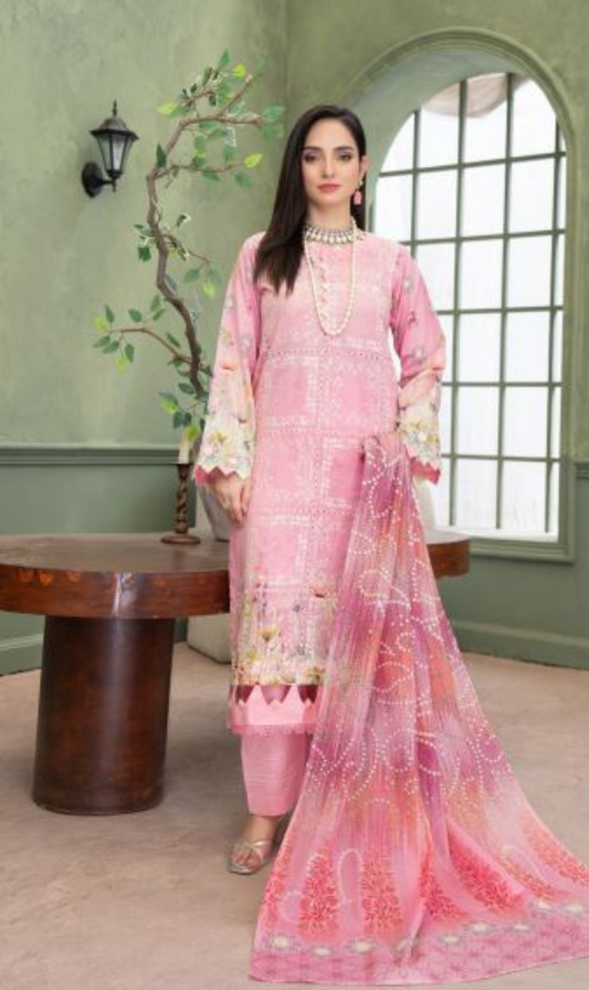 Rose Baagh -  Luxury Digital Print Lawn Shirt with Fancy Embroidery