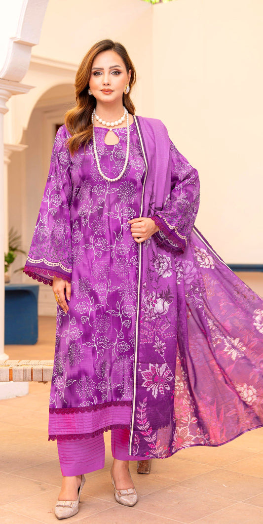 Velvet Iris Lawn Suit – 3 Piece Unstitched